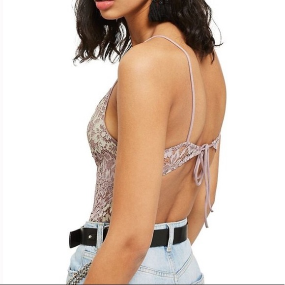 Topshop two tone lace floral bodysuit - Picture 2 of 4